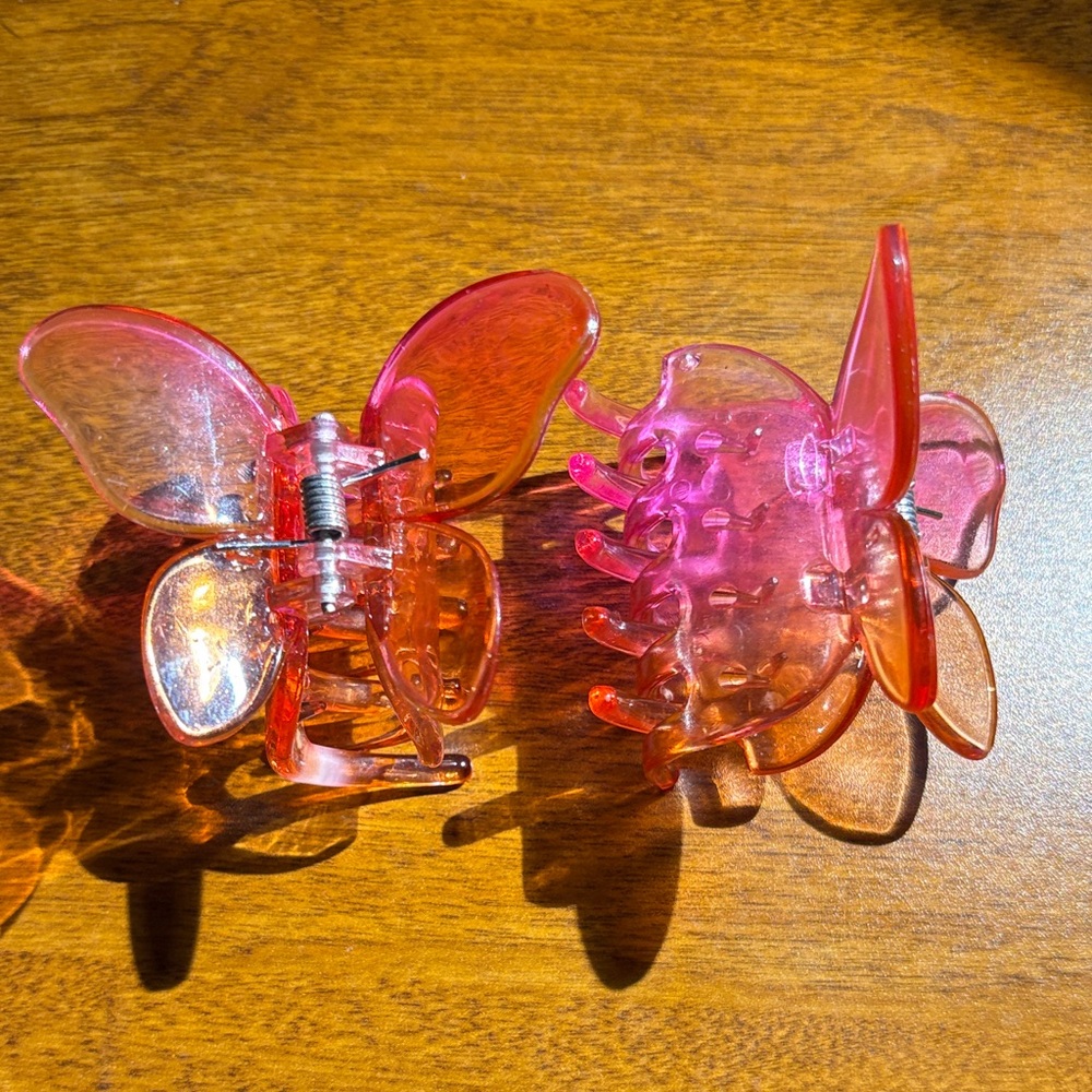 Pink Butterfly Hair Clips